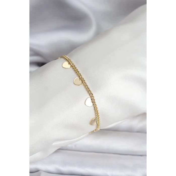 USLUCAN ALIŞVERİŞ 14K Gold Renk Kaplama Kalpli Model CM Kadın Bileklik
