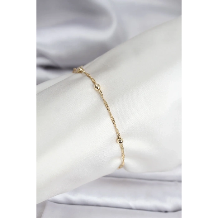 USLUCAN ALIŞVERİŞ 14K Gold Renk Kaplama Topçuklu Model CM Kadın Bileklik