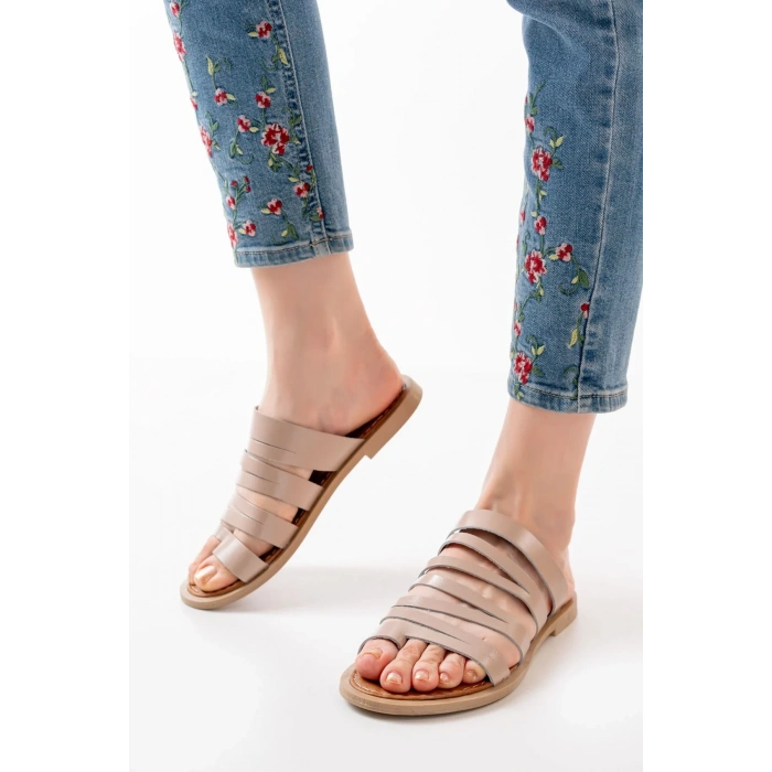 USLUCAN ALIŞVERİŞ 169-082 Nut Ortopedik Hakiki Deri Kadın Terlik