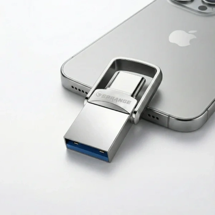 USLUCAN ALIŞVERİŞ 2si 1 Arada USB 3.2 Type-C Ve USB 64GB Metal Flash Disk