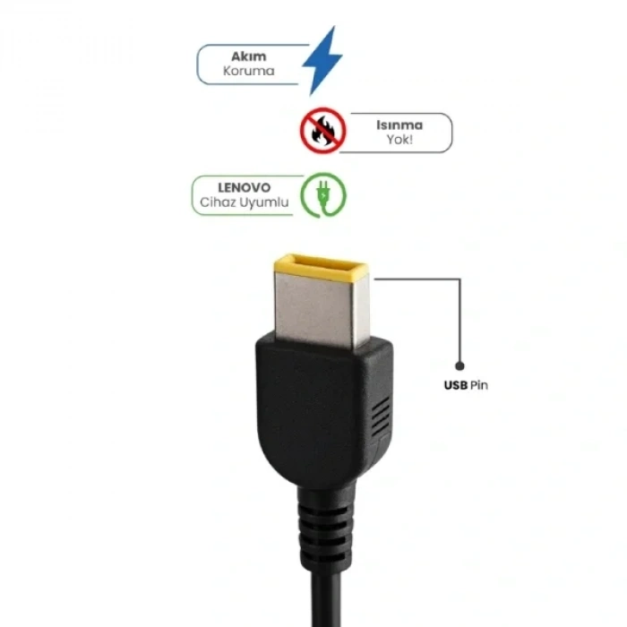 USLUCAN ALIŞVERİŞ 20V 3.25A USB Pin 65 Watt For LENOVO Laptop Adaptör