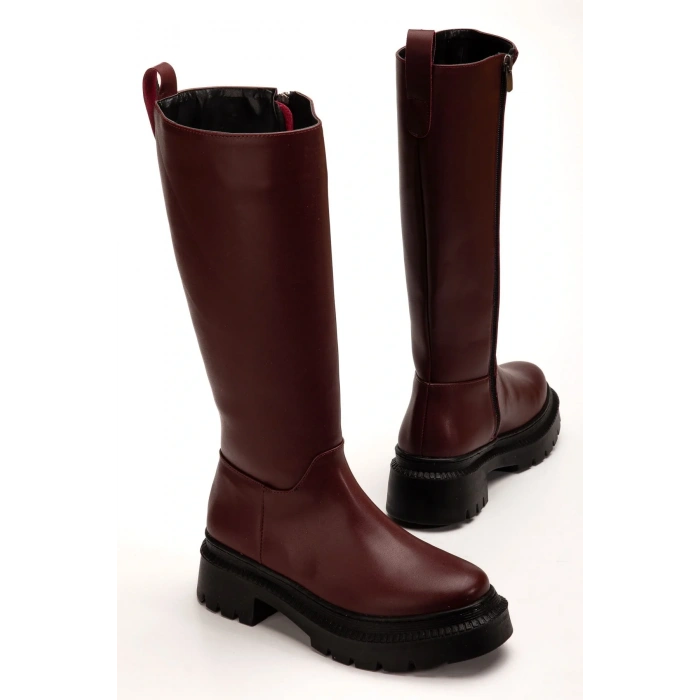 USLUCAN ALIŞVERİŞ 236-340 Bordo Fermuarlı Günlük Kadın Çizme