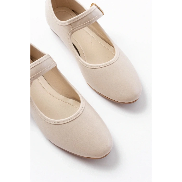 USLUCAN ALIŞVERİŞ 2606 Bej Baretli Günlük Bayan Ayakkabı