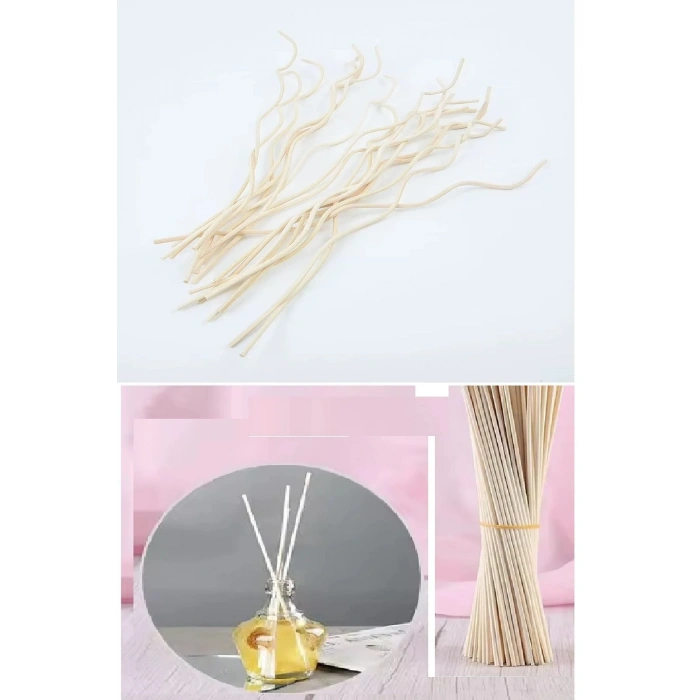 USLUCAN ALIŞVERİŞ 3 Adet Dalgalı Model Aromaterapi Dağıtıcı Rattan Sopa- Ev Dekor Şişe - Koku Yağı Ahşap Difüzör Çubuk