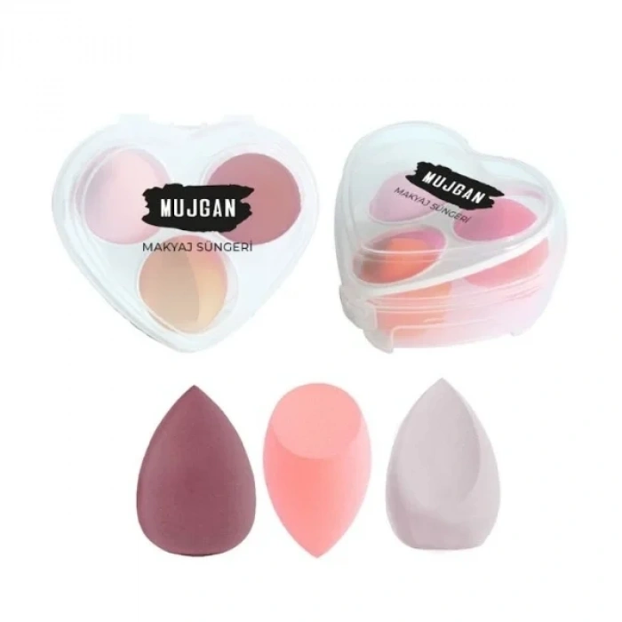 USLUCAN ALIŞVERİŞ 3lü Makyaj Süngeri Seti Kalpli Kutu