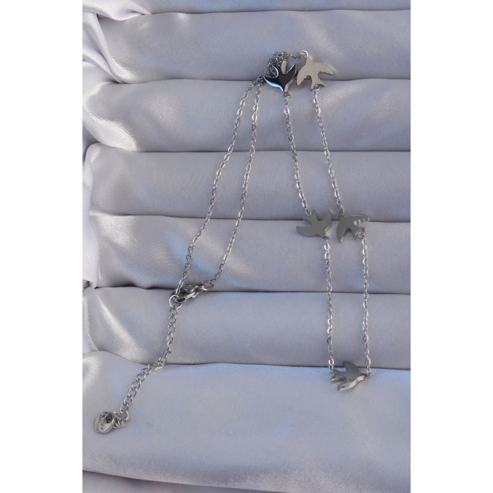 USLUCAN ALIŞVERİŞ 316L Çelik Gümüş Renk Kuş Model Kolye