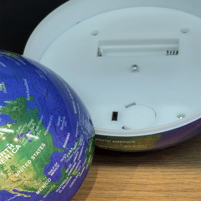 USLUCAN ALIŞVERİŞ 360 Derece Dönen LED Işıklı Mavi Dünya Küresi