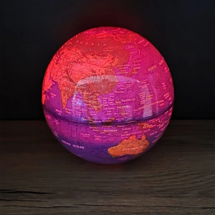 USLUCAN ALIŞVERİŞ 360 Derece Dönen LED Işıklı Mavi Dünya Küresi