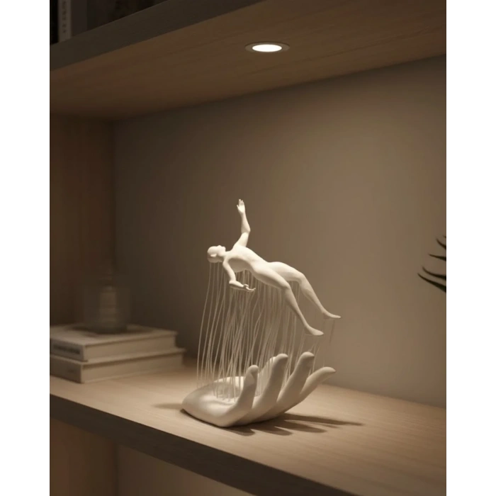USLUCAN ALIŞVERİŞ 3D El Üzerinde İnsan Figürü Beyaz Minimal Masa Üstü Dekor
