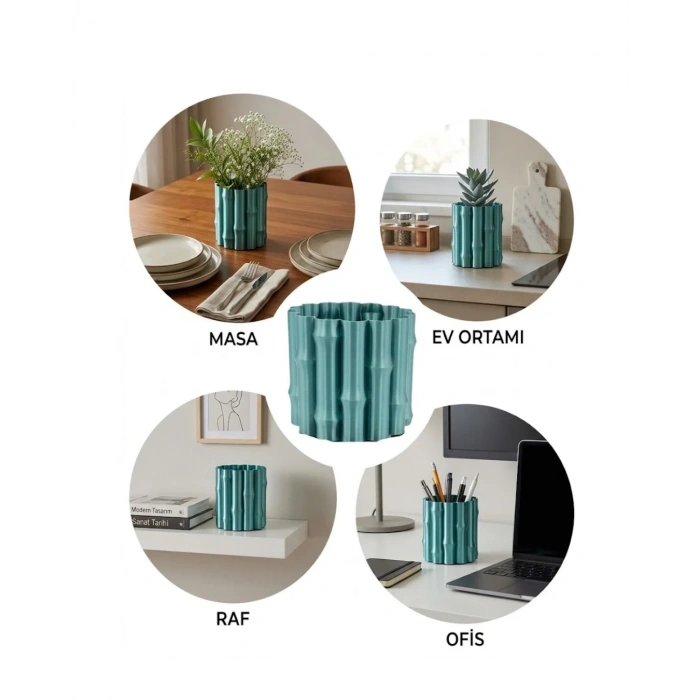 USLUCAN ALIŞVERİŞ 3D PARLAK YEŞİL VAZO