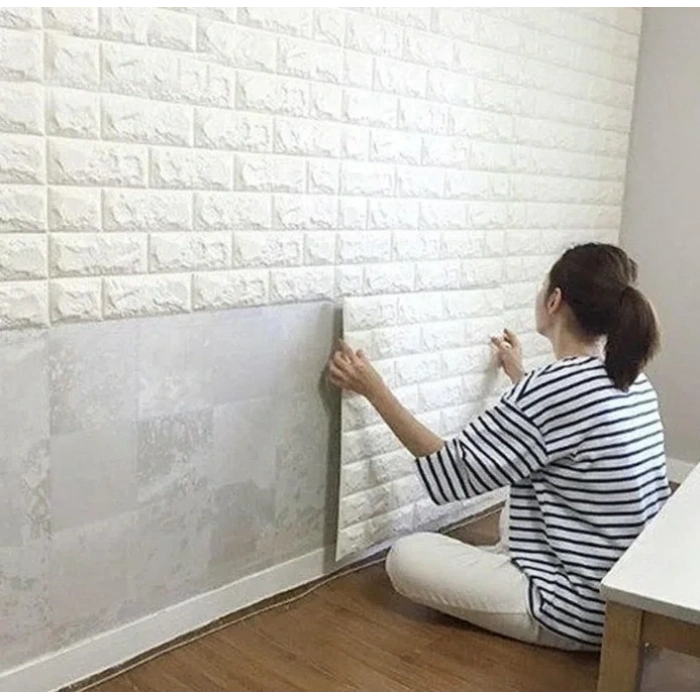 USLUCAN ALIŞVERİŞ 3D Tuğla Desenli Kendinden Yapışkanlı Duvar Paneli 58x38 cm