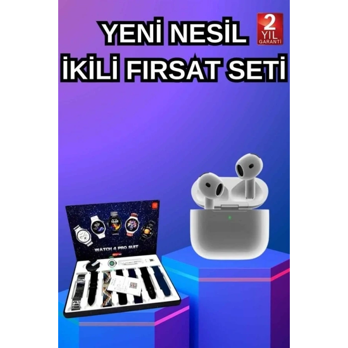 USLUCAN ALIŞVERİŞ 3.Nesil TWS Bluetooth Kulaklık Bluetooth Bağlantılı Akıllı Saat Amoled Ekran Plastik Hasır Kordon