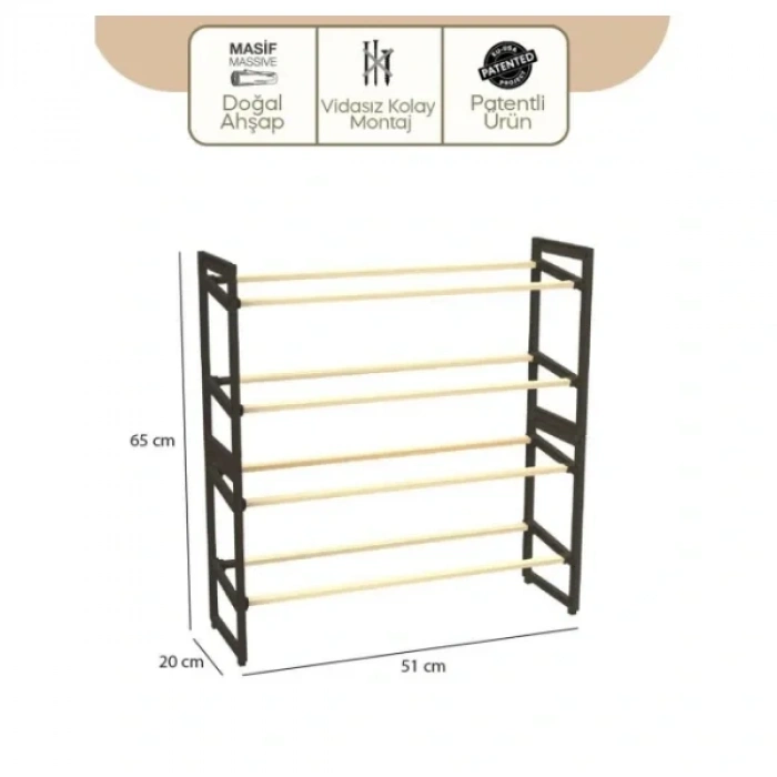 USLUCAN ALIŞVERİŞ 4 Katlı Ahşap Ayakkabılık