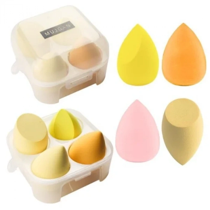 USLUCAN ALIŞVERİŞ 4lü Kapaklı Armut Makyaj Süngeri Seti