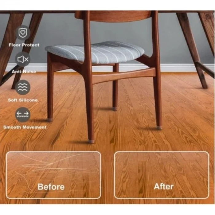 USLUCAN ALIŞVERİŞ 4lü Keçeli Şeffaf Silikon Sandalye Ayak Koruyucu Seti