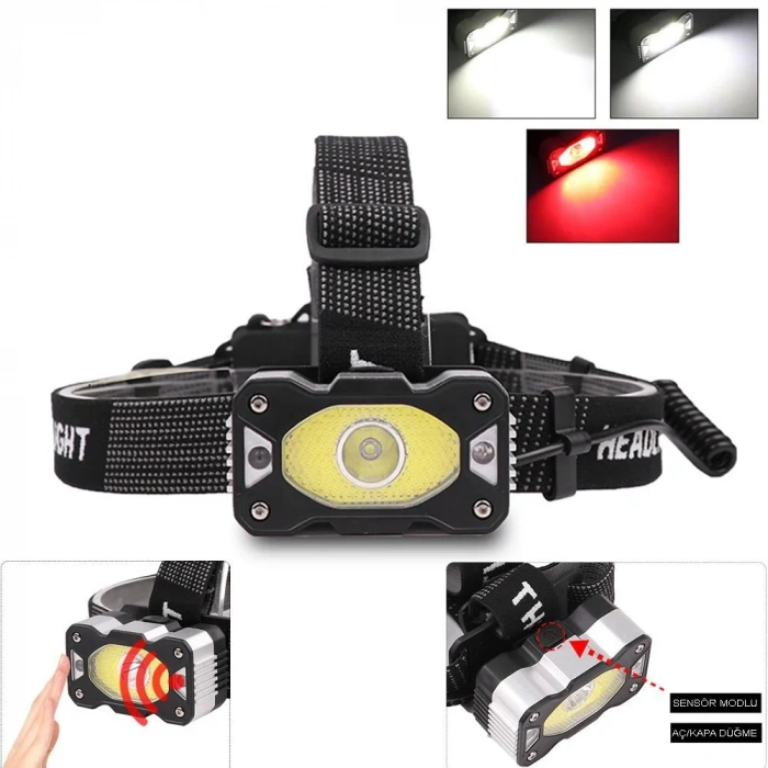 USLUCAN ALIŞVERİŞ 4 Modlu Sensörlü Şarjlı Güçlü Kafa Lambası Wt-248