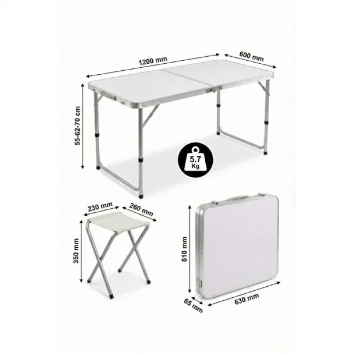 USLUCAN ALIŞVERİŞ 4 Sandalyeli Katlanabilir Masa Seti