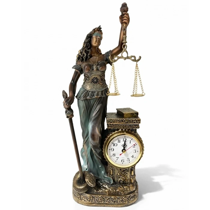 USLUCAN ALIŞVERİŞ 44x17 cm Polyester Saatli Adalet Figürü