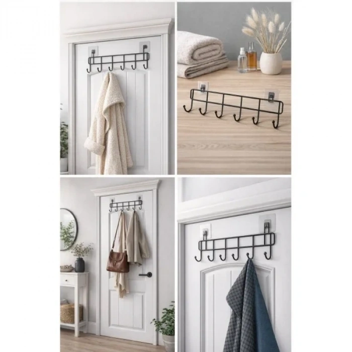 USLUCAN ALIŞVERİŞ 6lı Yapışkanlı Kapı Arkası Askı