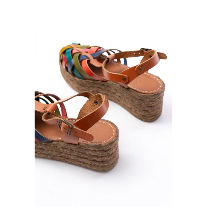 USLUCAN ALIŞVERİŞ 684-02 Taba Multi Ortopedik Hakiki Deri Dolgu Kadın Sandalet