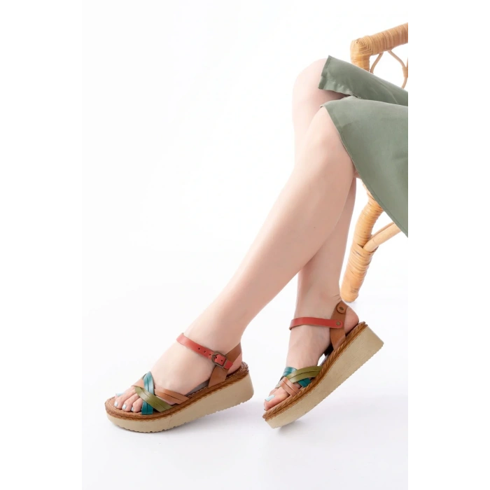 USLUCAN ALIŞVERİŞ 730-037 Multi Hakiki Deri Ortopedik Taban Kadın Sandalet