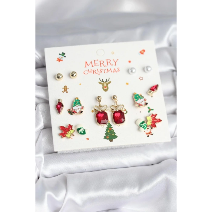 USLUCAN ALIŞVERİŞ 8 Çift Yılbaşı Temalı Kadın Küpe