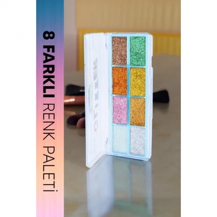 USLUCAN ALIŞVERİŞ 8 Renk Yaz Glitter Far Paleti - 2li Set