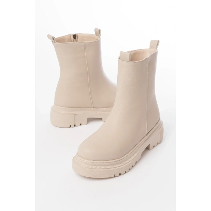 USLUCAN ALIŞVERİŞ 812-2012 Bej Luna Fermuarlı Günlük Kadın Bot
