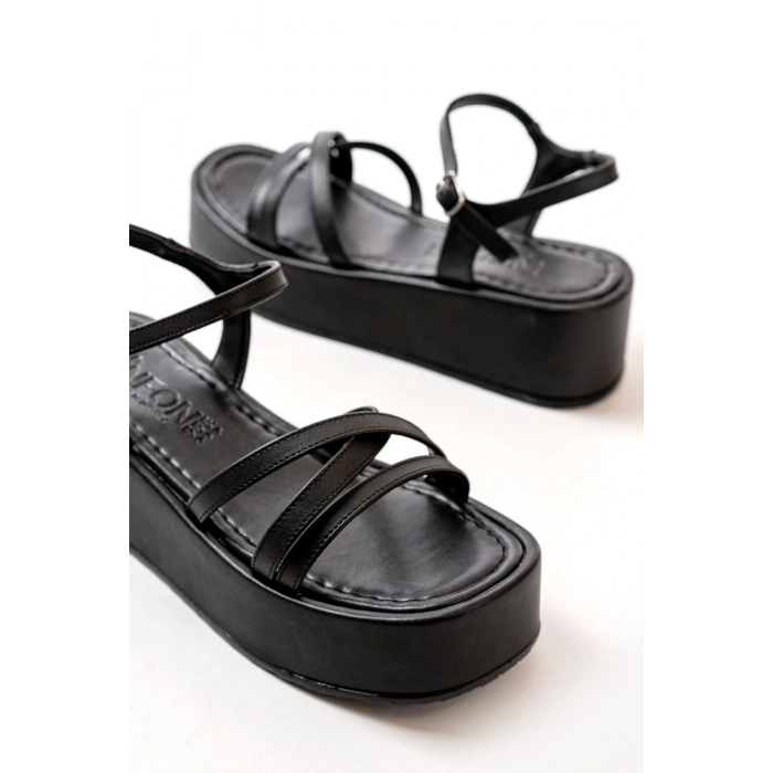 USLUCAN ALIŞVERİŞ 861-1016 Siyah Dolgu Kadın Sandalet