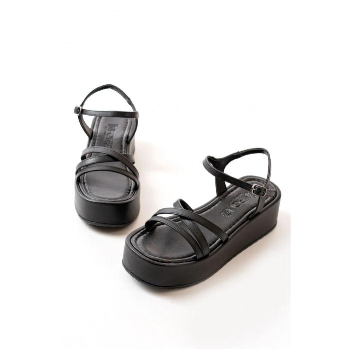 USLUCAN ALIŞVERİŞ 861-1016 Siyah Dolgu Kadın Sandalet