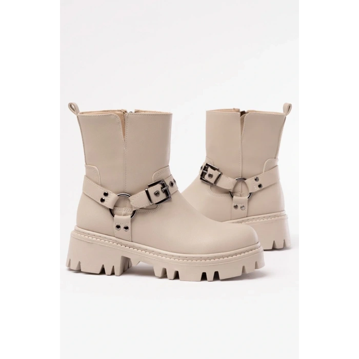 USLUCAN ALIŞVERİŞ 868-2015 Bej Fermuarlı Günlük Kadın Bot