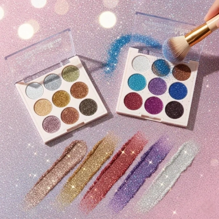 USLUCAN ALIŞVERİŞ 9 Renk Glitter Diamond Far Paleti - 2li Set