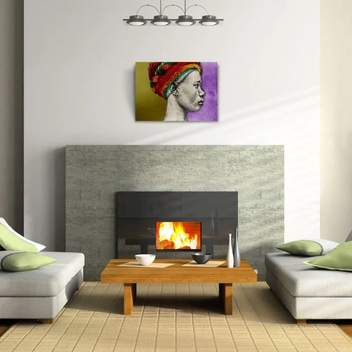 USLUCAN ALIŞVERİŞ Afrikalı Yerli Kadın Portresi Kanvas Tablo 50 x 70