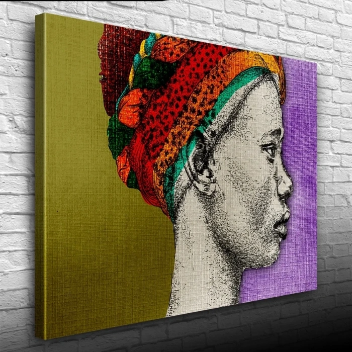 USLUCAN ALIŞVERİŞ Afrikalı Yerli Kadın Portresi Kanvas Tablo 50 x 70