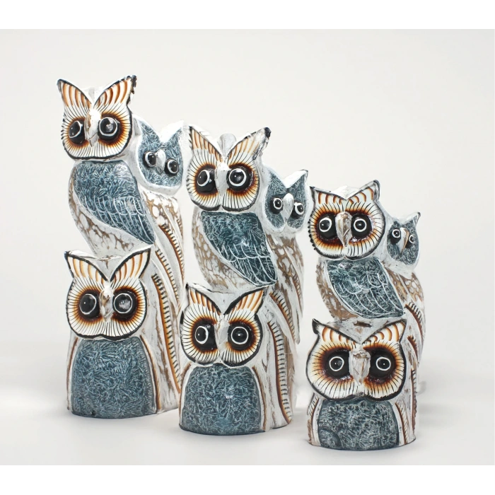 USLUCAN ALIŞVERİŞ Ahşap 3lü Baykuş Seti Model 6