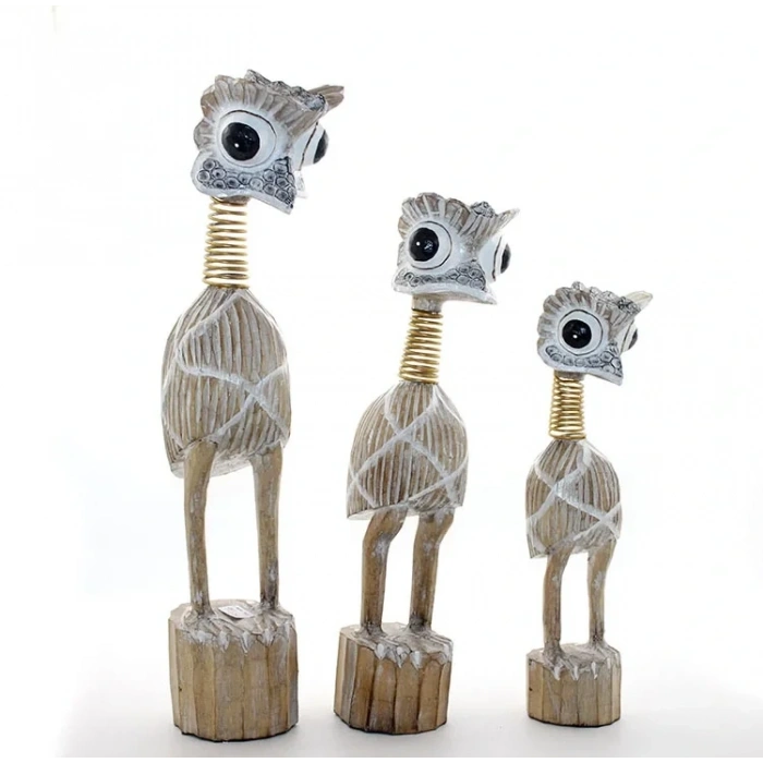 USLUCAN ALIŞVERİŞ Ahşap 3lü Emu Kuşu Seti