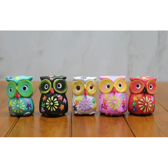 USLUCAN ALIŞVERİŞ Ahşap 5li Baykuş Seti Model 2