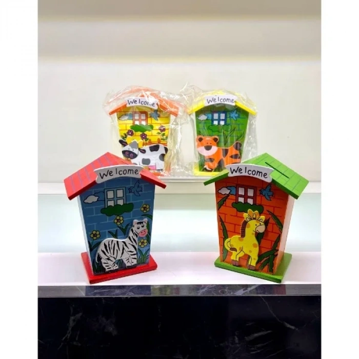 USLUCAN ALIŞVERİŞ Ahşap Ev Tasarımlı Kumbara