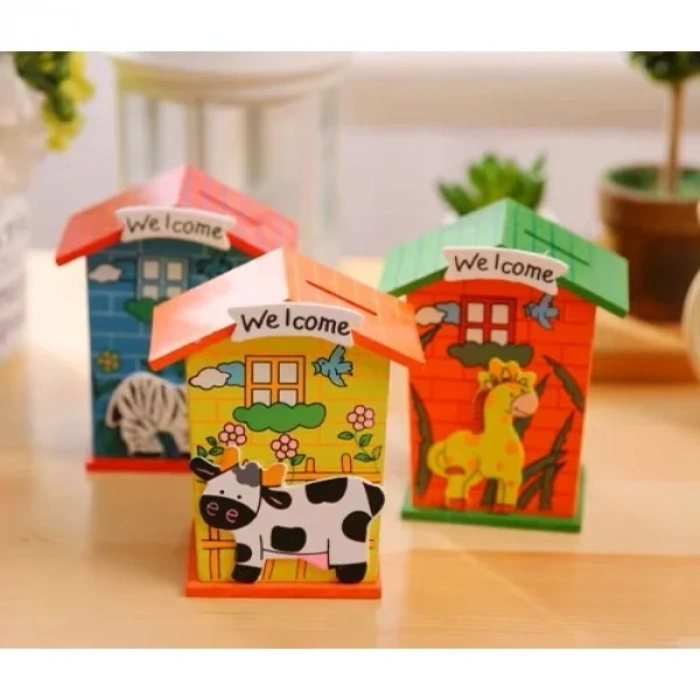 USLUCAN ALIŞVERİŞ Ahşap Ev Tasarımlı Kumbara