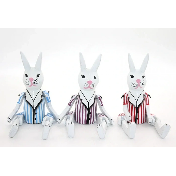 USLUCAN ALIŞVERİŞ Ahşap Sallanan Tavşan Figürü