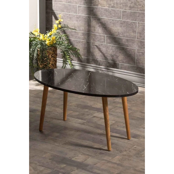 USLUCAN ALIŞVERİŞ Ahşap Torna Elips Orta Sehpa