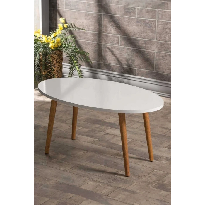 USLUCAN ALIŞVERİŞ Ahşap Torna Elips Orta Sehpa