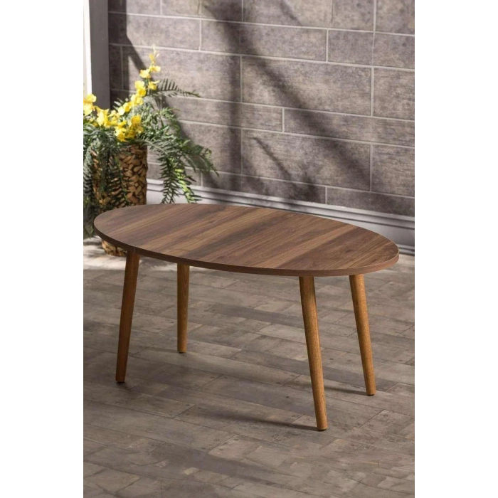 USLUCAN ALIŞVERİŞ Ahşap Torna Elips Orta Sehpa