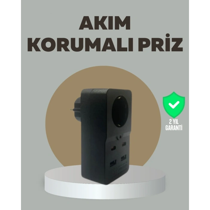 USLUCAN ALIŞVERİŞ Akıllı Akım Dengelemeli Priz 2500W 4 USB Type C Çıkışlı