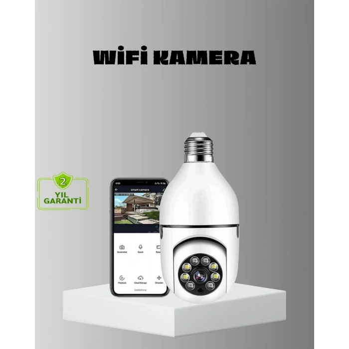 USLUCAN ALIŞVERİŞ Akıllı Duy Kamera Gece Görüşlü ve Hareket Algılama Sensörlü