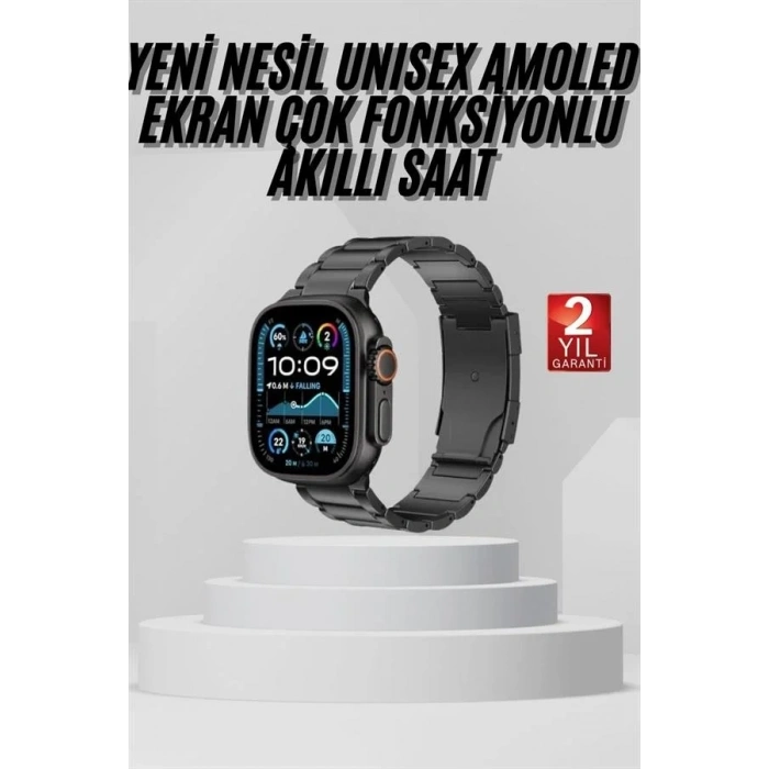 USLUCAN ALIŞVERİŞ Akıllı Saat Arama Konuşma GPS ve NFC Özelliği 3 Kordonlu Amoled Ekran