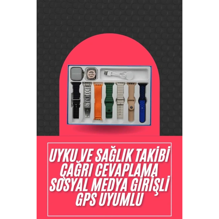 USLUCAN ALIŞVERİŞ Akıllı Saat Unisex Akıllı Saat Çoklu Kordon Seçeneği Çelik Kordon Plastik Kordon