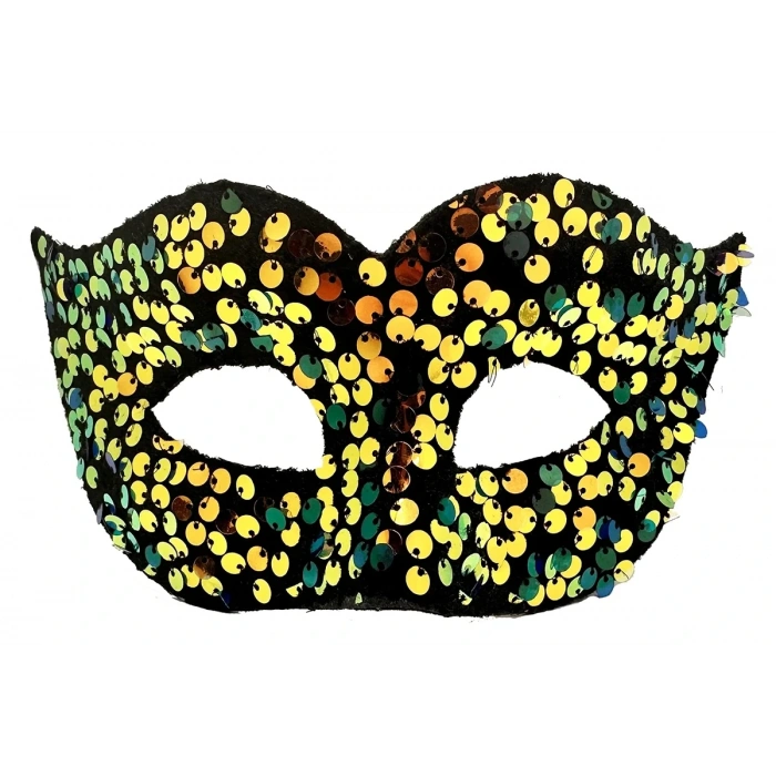USLUCAN ALIŞVERİŞ Altın Renk Pul Payet İşlemeli Balo Maskesi