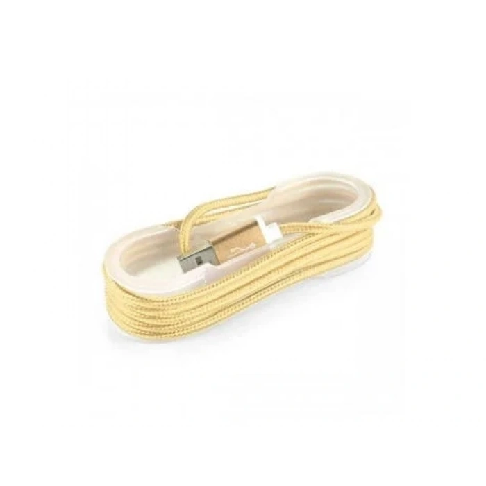 USLUCAN ALIŞVERİŞ Android Örgü Şeklinde Renkli Çelik Şarj Data Kablosu - Gold