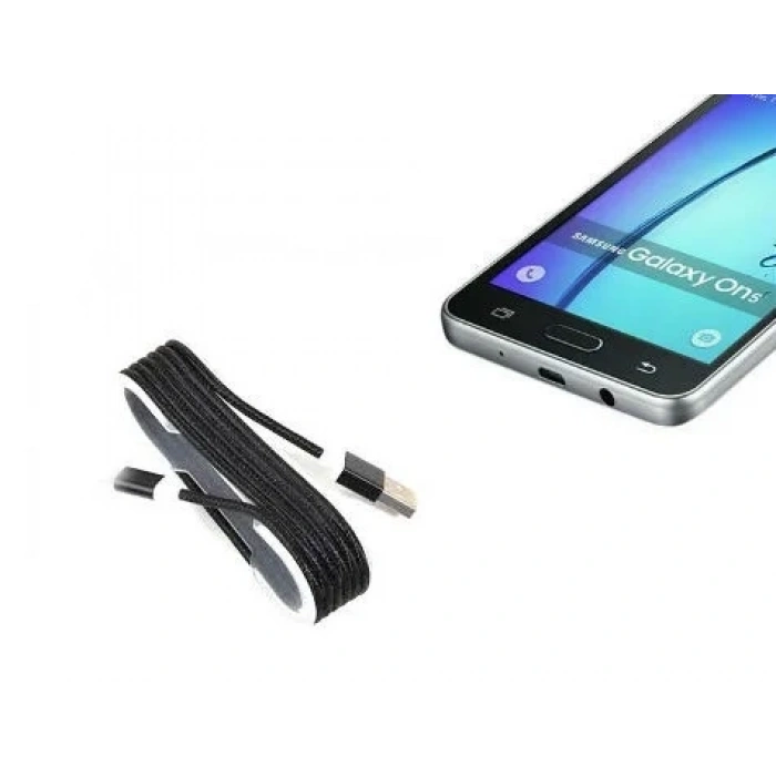 USLUCAN ALIŞVERİŞ Android Örgü Şeklinde Renkli Çelik Şarj Data Kablosu - Siyah